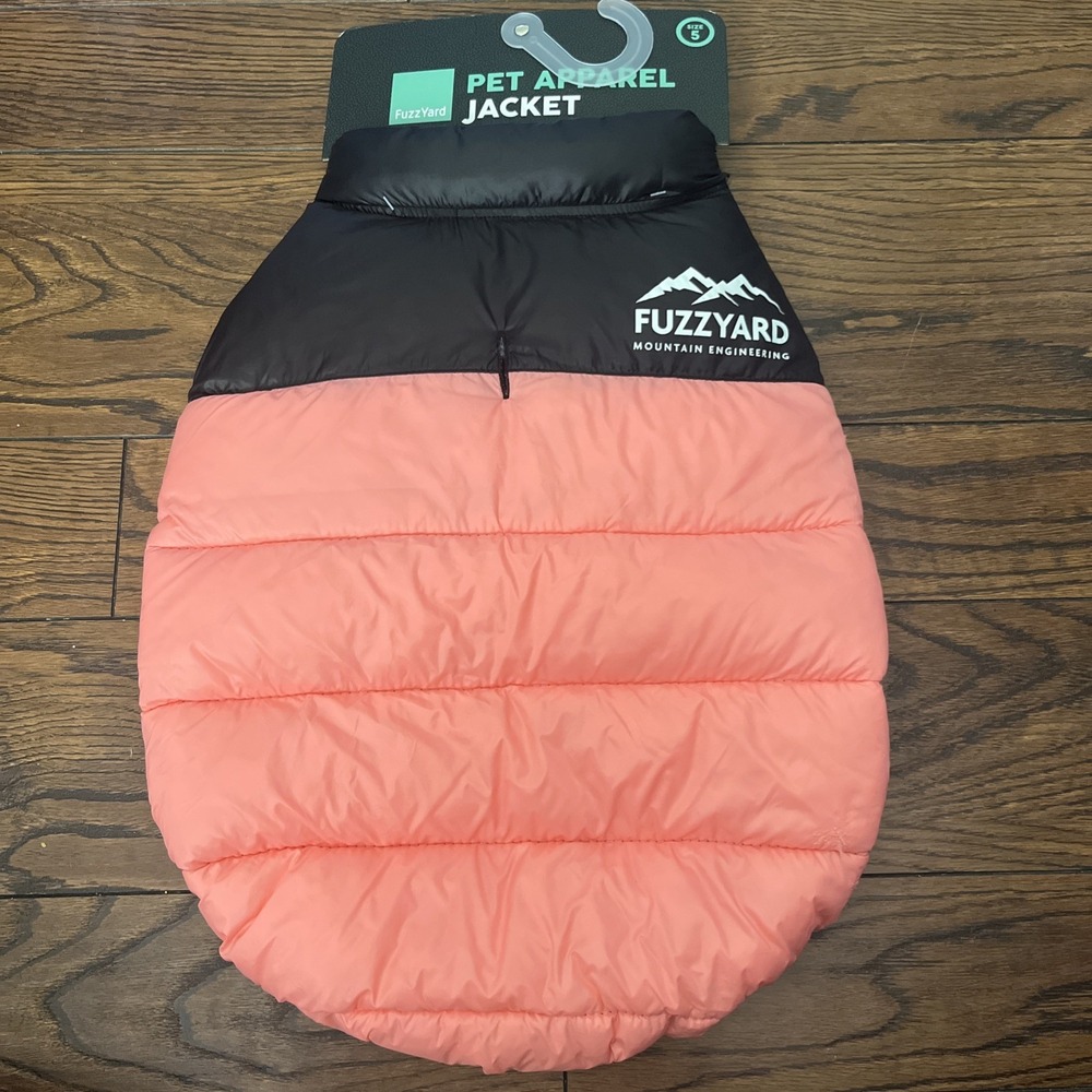 Fuzzyard Reversable Puffer Dog Jacket Size‎ 5 Coral & Black / Black Read Desc